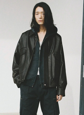 东京胖黄瓜日本代购 WYM LIDNM 人造革飞行夹克 WYjk1124