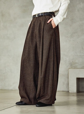 东京胖黄瓜日本代购 HARE 粗花呢宽锥形休闲裤 607441