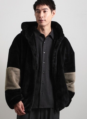 日本代购 THE SHOP TK 毛面连帽夹克 616-54012