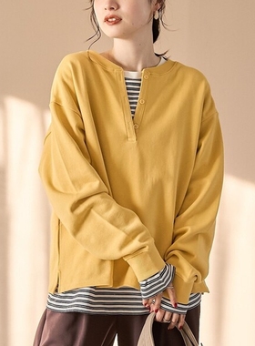 东京胖黄瓜日本代购 coen 女款 亨利领层次T恤 0032