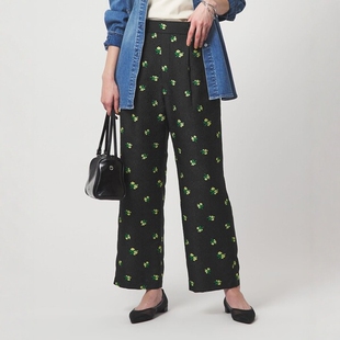 green 花卉提花休闲裤 label 女款 0030 relaxing 日本代购