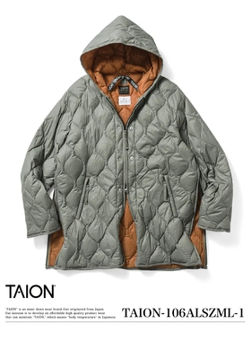 东京胖黄瓜日本代购 TAION 军事绗缝连帽羽绒服 106ALSZML-1