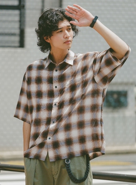 【7折】日本代购 RAGEBLUE 格纹短袖衬衫 575302