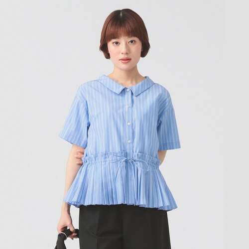 【VIP限时7折】日本代购 Ray BEAMS 褶皱拼接半袖衬衫 1006