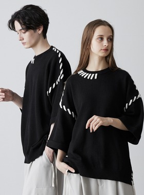 东京胖黄瓜日本代购  CLEL 男女款 宽松短袖针织衫 CLEkn777