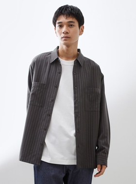 【7折】日本代购 THE SHOP TK 双口袋条纹长袖衬衫 616-84005