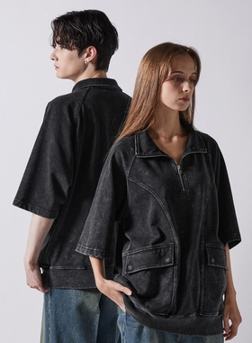 东京胖黄瓜日本代购 CLEL 男女款 厚重复古拉链T恤 CLEsc1116