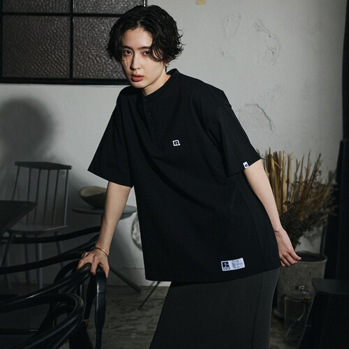 26春夏 RUSSELL ATHLETIC x FREAK'S STORE 刺绣亨利领T恤 0006