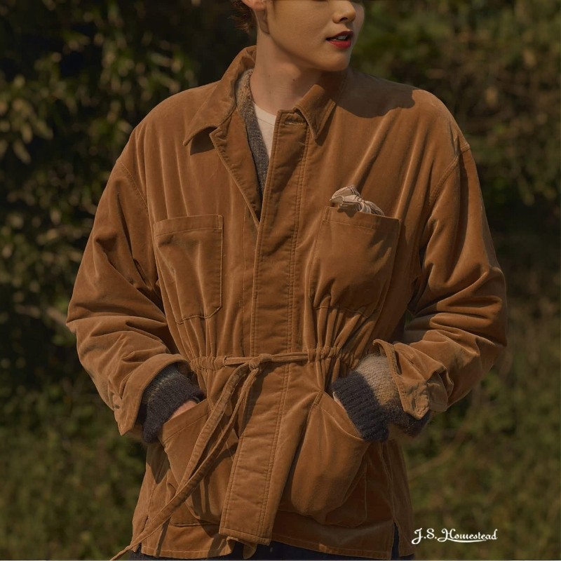 东京胖黄瓜日本代购 J.S.Homestead 天鹅绒抽绳衬衫 1500