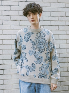 东京胖黄瓜日本代购 RAGEBLUE 大马士革提花套头针织衫 639053