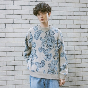 639053 大马士革提花套头针织衫 东京胖黄瓜日本代购 RAGEBLUE
