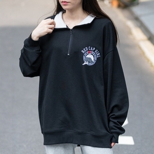 半拉链套头卫衣 东京胖黄瓜日本代购 Girl Cap 72459773 Red