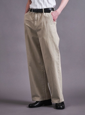 【5折】日本代购 MONKEY TIME 纯棉无褶宽松斜纹休闲裤 男款 2095