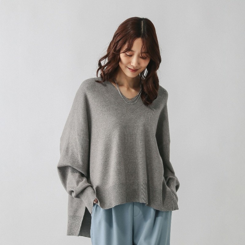 【VIP限时6折】GLOBAL WORK 女款 宽松V领针织衫 579519