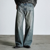 东京胖黄瓜日本代购 WYpt1240 复古水洗弧形牛仔裤 WYM LIDNM