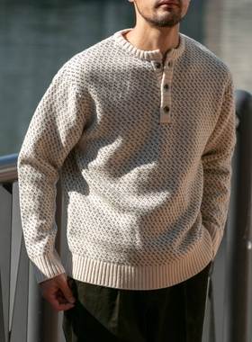 【6折】日本代购 ROSSO 亨利领羊毛鸟眼针织衫 RAA7-12M105