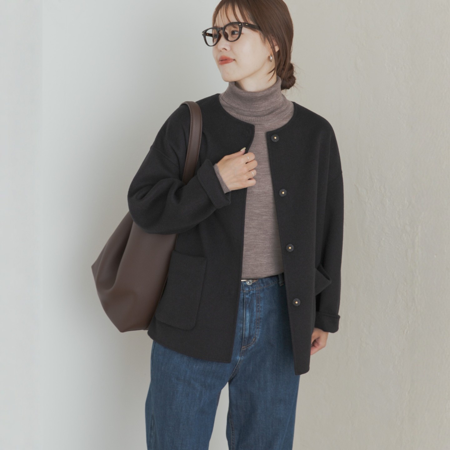 【VIP限时7折】东京胖黄瓜日本代购 DOORS 羊毛无领外套 27W102