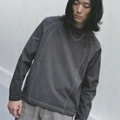 WYM LIDNM 弧形冷染长袖 东京胖黄瓜日本代购 T恤 WYls725