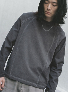 东京胖黄瓜日本代购 WYM LIDNM 弧形冷染长袖T恤 WYls725