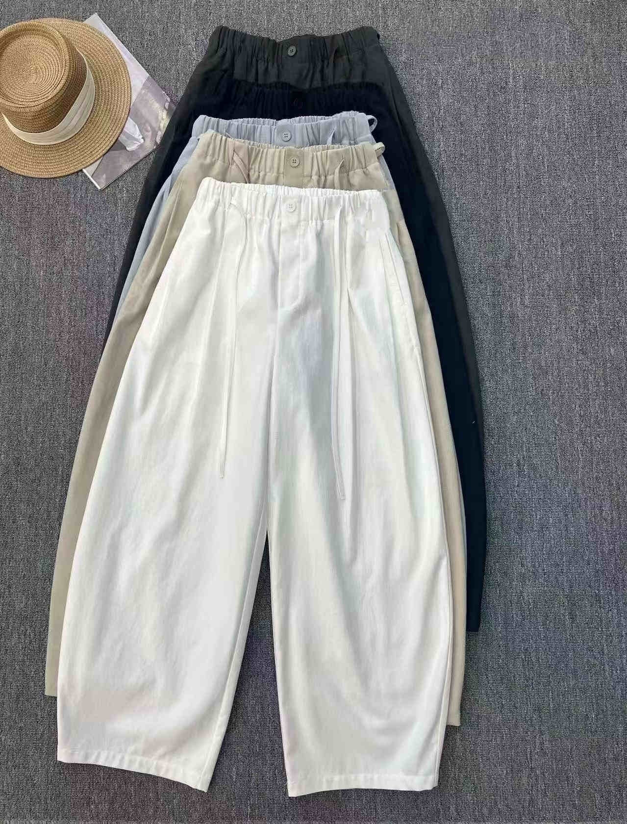 2026春新款女装松紧腰抽绳休闲裤女宽松显瘦休闲裤弯刀裤,女装/女士精品,休闲裤,淘宝优惠券,粉丝福利购,淘宝优惠卷