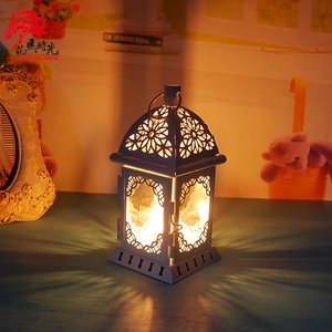 包邮花马时光欧式铁艺玻璃防风灯蜡烛烛台马灯生日礼物婚庆摆件