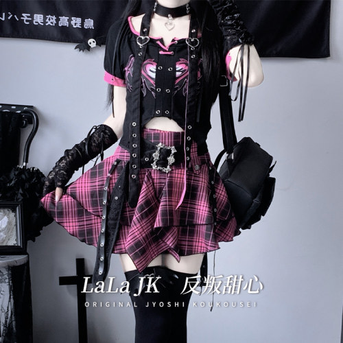 啦啦酱 反叛甜心 原创亚文化嘻哈上衣高街半裙演出服辣妹风套装裙