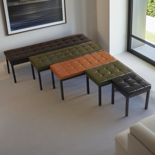 简约办公皮革长条凳子