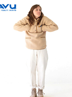 kavu 半开襟摇粒绒女加绒保暖户外休闲长袖打底衫轻薄立领抓绒衣