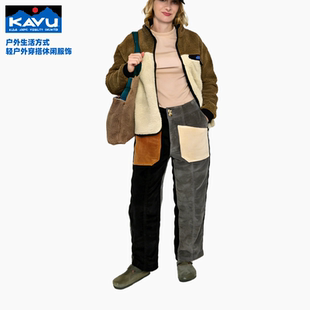 kavu 女款高腰阔腿裤复古灯芯绒闲裤秋冬宽松显瘦简约九分裤6162