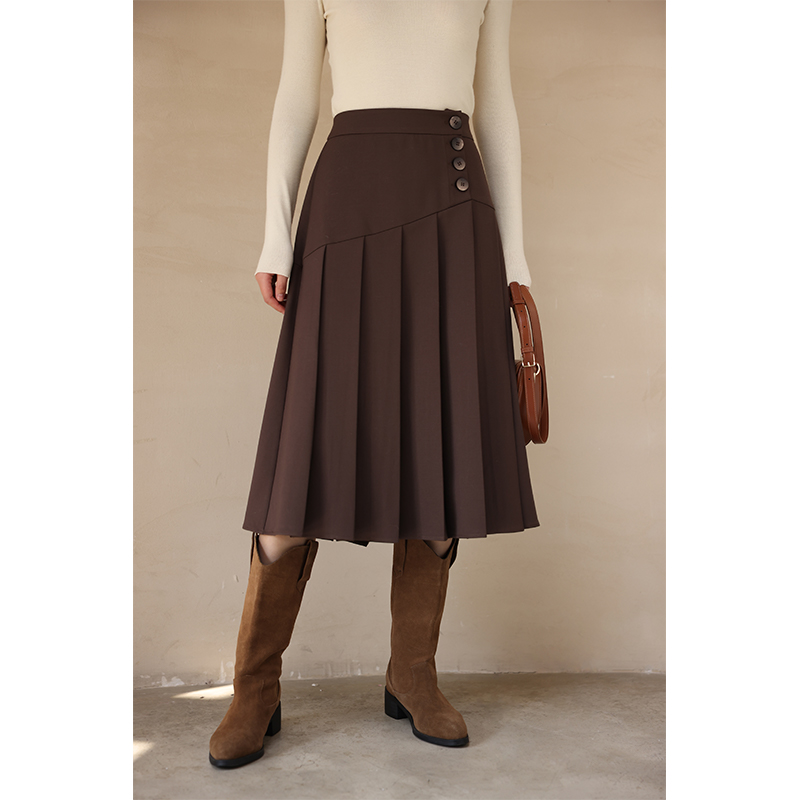 HeyDress高腰设计感美拉德半身裙