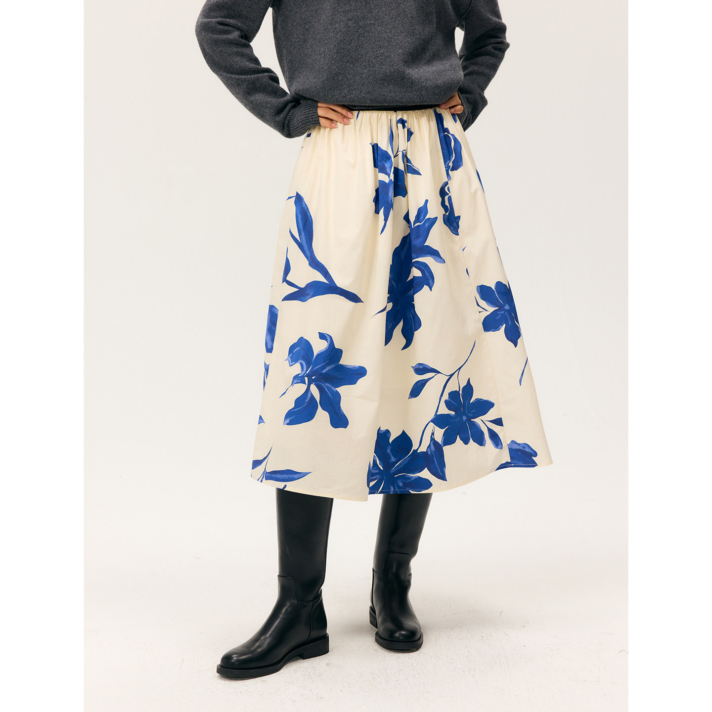 HeyDress原创艺术印花半身裙女秋季法式复古高腰显瘦A字气质半裙