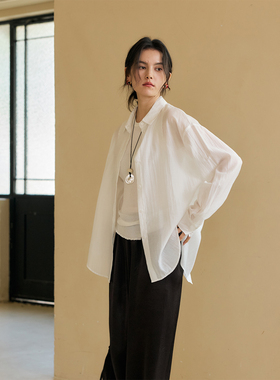 HeyDress法式天丝条纹衬衫女春夏宽松慵懒风防晒衬衣通勤轻薄上衣