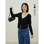 HeyDress假两件针织衫 叠穿撞色层次感上衣1 绵羊毛开衫 女春季 法式