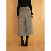 HeyDress亮片毛呢半身裙女冬季 复古气质高腰显瘦羊毛直筒裙子