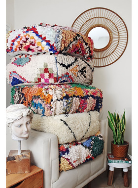 Unparalleled摩洛哥进口手工编织羊毛棉墩子坐墩坐垫地垫懒人沙发