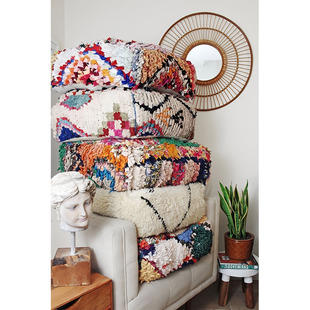 Unparalleled摩洛哥进口手工编织羊毛棉墩子坐墩坐垫地垫懒人沙发