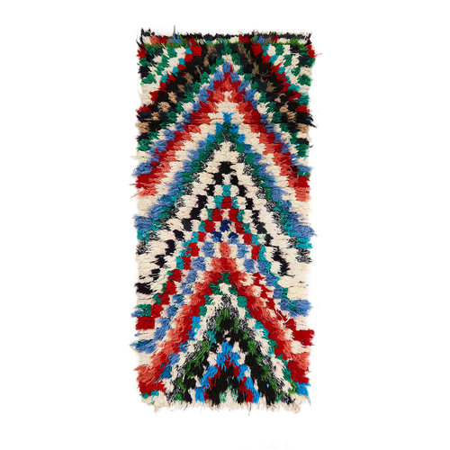 现货Azilal摩洛哥手工编织纯棉地毯客厅床边毯彩色地毯卧室地毯