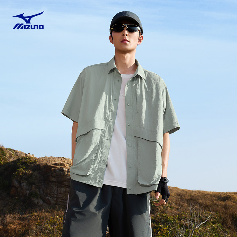 Mizuno美津浓26春夏新款钓鱼俱乐部系列三防短袖衬衫K2CE