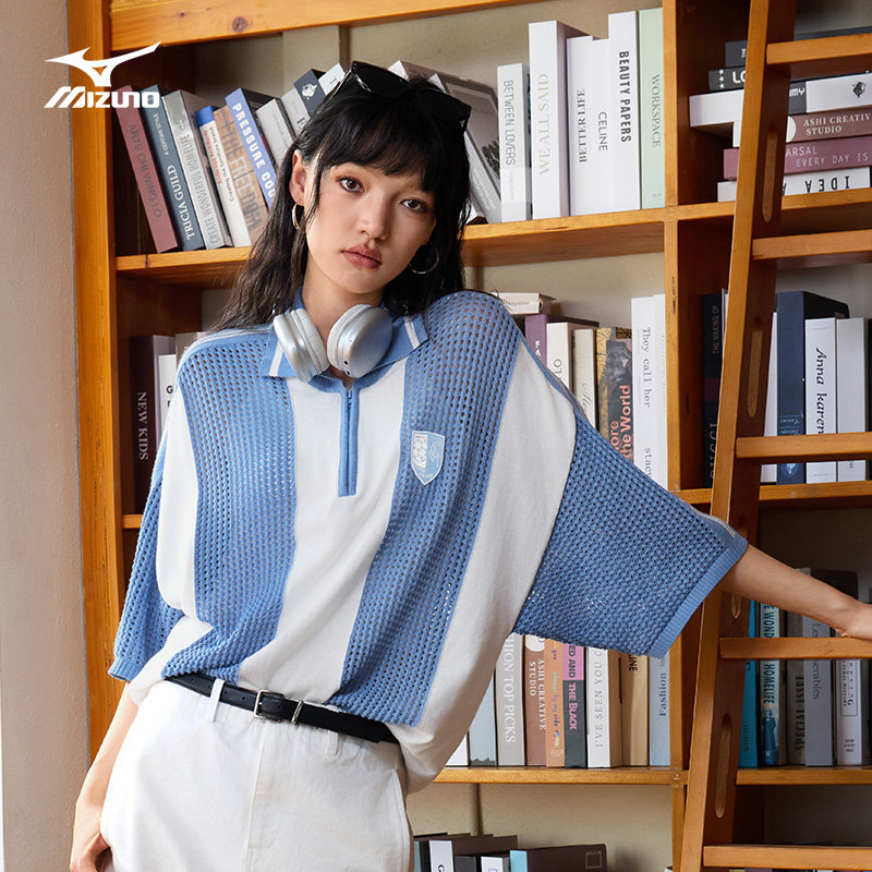 【蜜蜂惊喜社】美津浓新款经典复古网眼足球POLO衫T恤K2CA63E4