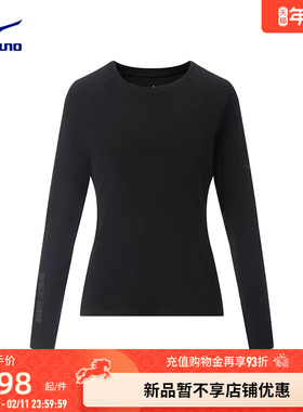 Mizuno美津浓25新款秋冬女子圆领100%美丽诺羊毛长袖T恤K2CA55R5
