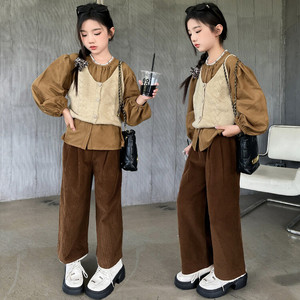 孩子棉B类春秋女套装,童装休闲套装,四季服饰