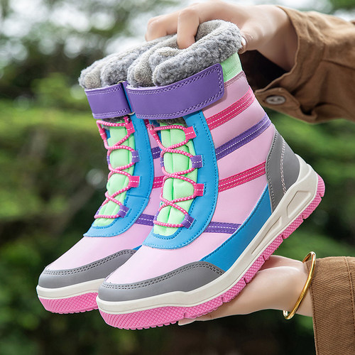 中筒雪地靴女童保暖加绒加厚