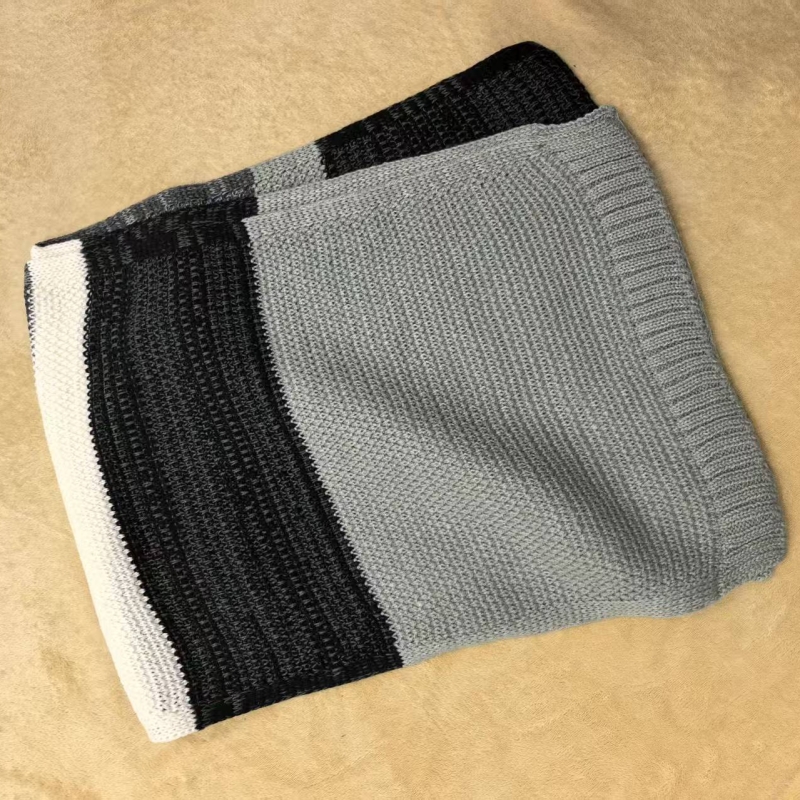 针织围巾女冬季新款百搭灰格色显白加厚保暖护颈情侣围巾W1506P10，围巾，四季服饰