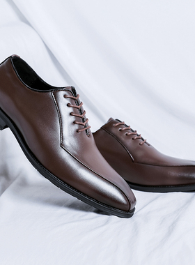 男鞋四季英伦时尚商务正装皮鞋真皮舒适增高新郎结婚鞋70067P130
