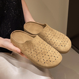 包头鞋女夏外穿2025新款复古平底凉拖懒人一脚蹬半拖鞋GL2933P50，男鞋运动鞋，四季服饰