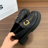 单鞋女2025夏季新款黑色透气小皮鞋厚底乐福凉鞋LF21P55，男鞋运动鞋，四季服饰