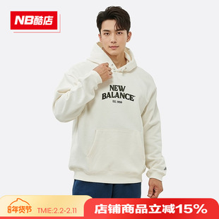 New Balance NB 男款加绒上衣字母印花休闲连帽宽松卫衣NCD43071