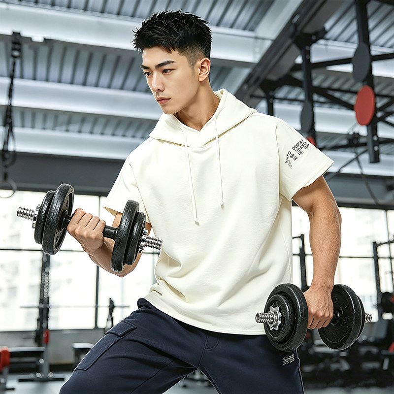 New Balance NB Grey男款日系夏季撸铁健身半袖连帽T恤JMTL1935