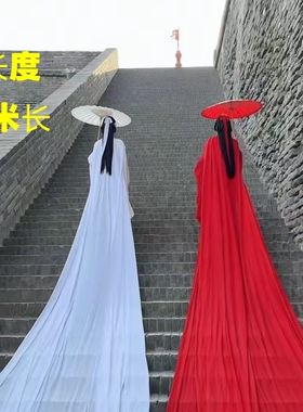 新款红色拖尾古装飘逸仙女服汉服演出服仿妆服拖地套装现货