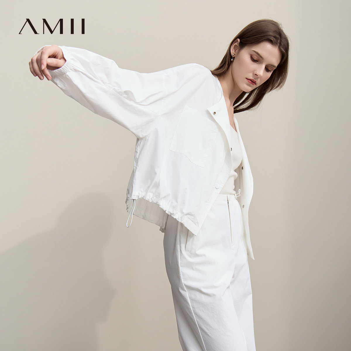 Amii【日系休闲外套】26秋简约日系风宽松休闲外套春秋外套女秋装